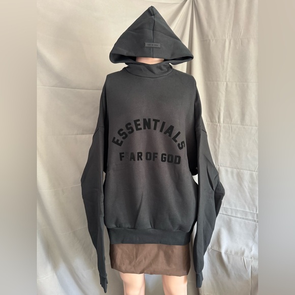 Fear Of God Essentials Jet Black Hoodie Large BRAND NEW - Picture 1 of 13